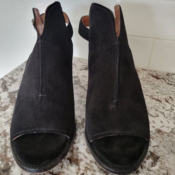 FRYE Black leather block heel cut out sandals size 10B - Picture 1 of 8